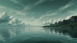 mint green sky and water fantasy landscape background from Generative AI