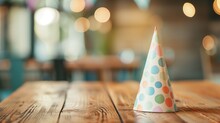 Party Hat On Table With Blurred Background