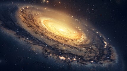 Wall Mural - a panoramic view capturing the majestic spiral arms of a galaxy as they stretch out from the glowing