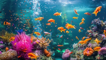 Naklejka na meble A bustling underwater world filled with colorful fish and vibrant coral reefs ?? Nature's masterpiece beneath the waves! #UnderwaterWonderland