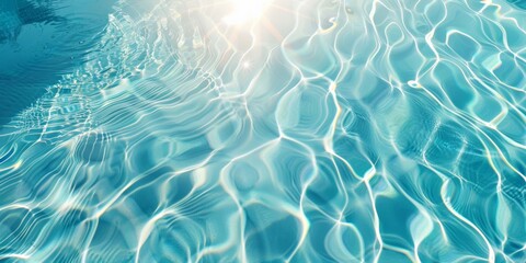 Canvas Print - Serene pool water surface with sparkling sunlight patterns and gentle waves, embodying calmness and relaxation.