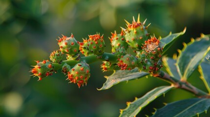 Sticker - Euphorbia milii also known as the crown of thorns or Christ thorn