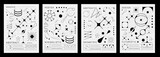 Fototapeta  - Monochrome retro Y2K brutal posters with geometric shapes, vector cover template backgrounds. Y2K modern or retro brutal graphic elements and geometric figures of star, space ellipse and line circles