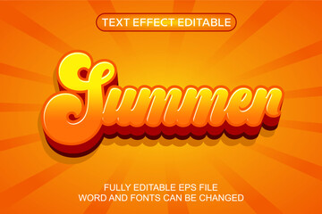 Wall Mural - 3d text effect summer vector editable