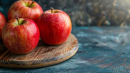 Wall Mural - Group of Gala Apple on wooden board background, Fruits concept.