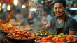 Exotic street food vendors serving up tantalizing dishes, showcasing the rich culinary traditions of Asia