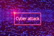 Digital security concept. Cyber attack with warning. Cyber attack warning sign on virtual digital screen. 3D render.