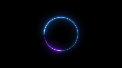 Wall Mural - Abstract Neon circle isolated on black background. Charging and loading icon animation. Futuristic neon light effect.