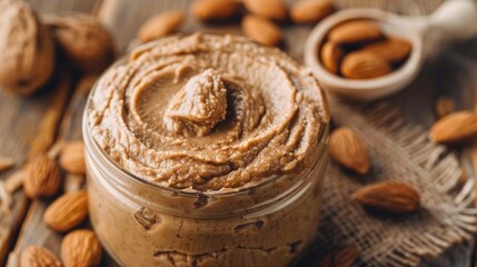 Wall Mural - Jar of Creamy Raw Organic Almond Butter