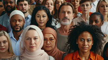 A Group Of People Are Standing Together, Some Wearing Turbans