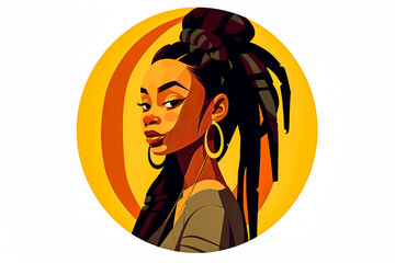 Wall Mural - Engage with a vibrant cartoon girl sporting dreadlocks