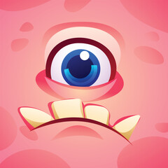 Monster with one eye cartoon character face expression. Vector illustration