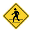 pedestrian crossing area sign direction left yellow square sign walkway direction right zebra cross