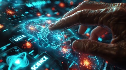 Wall Mural - data flow concept, big data technology and data science illustration, visualizing complex informatio