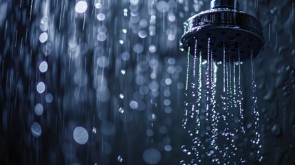 Sticker - Water droplets flowing from a bathroom shower head