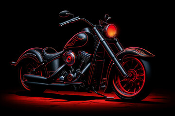 Wall Mural - A colorful motorcycle with a neon light on the front wheel.