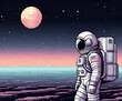 pikaso texttoimage pixel art Astronaut 8bits pastel soft tones closeu 2