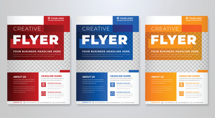 Wall Mural - set of business flyer template design with abstract concept and minimalist layout