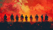 vector plain background with army soldiers 4 AI Generative