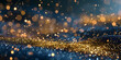 abstract background with Dark blue and gold particle, Christmas background 