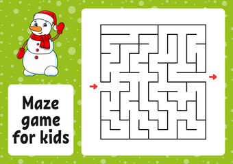 Maze game for kids. Funny labyrinth. Activity worksheet. Puzzle for children. cartoon style. Logical conundrum. Vector illustration.