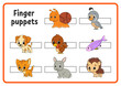 Finger puppets. Activities for kids. Cute cartoon characters. Vector illustration.