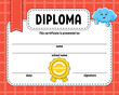 Diploma certificate template. For school and preschool. For kids and children. Vector illustration.