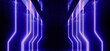 Sci Fi Modern Alien Neon Laser Blue Pillars Lights Spaceship Concrete Cement Floor Warehouse Way Entrance Tunnel Corridor Futuristic Glowing Led Studio Showcase Stage 3D Rendering