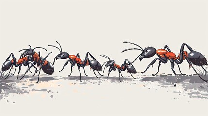 sketch of a collection of red and black ants on a plain white background 4 AI Generative