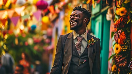 Wall Mural - Brazilian Celebration: Stylish Groom at Carnival