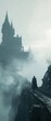 Dreamy fog envelops an eerie medieval landscape, where a boho gunslinger experiments with ancient science and technology, depicted in an extremely simple artistic style, 