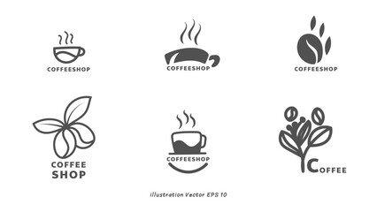 Coffee logo set handwriting , isolated on white Background ,Vector illustration EPS 10