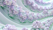 Pastel lavender and mint greens in 3D fractals blossom like spring flowers.