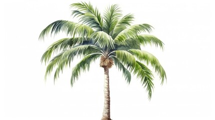 Canvas Print - Palm tree watercolor in painting hand drawn style isolated on white background.