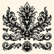 hand drawn Vintage baroque ornament frame leaf scroll floral engraving border retro pattern antique style swirl decorative design vector illustration