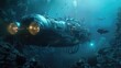 An advanced underwater research facility exploring the mysteries of the ocean depths, with sophisticated submersibles and underwater habitats enabling scientists to study marine life, geology, 
