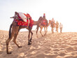 Tourist riding camel in Jaisalmer desert