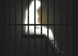 Penitentiary. Silhouette of a culprit. Prisoner. Jail. Spectre. Incarcerated person. Ghost, spirit. Convict. Suspect. Felon. Sentenced. Behind the bars. Cage. Inmate. Phantom. Prison