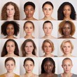 © grooveisintheheart - Diversity of human races. Variety of hairstyles. Phenotype. Skin color. Ethnicity. Inclusivity. Interracial portraits. Black and white people. African and Caucasian. Women. Race richness