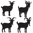 Goat vector set of  silhouettes