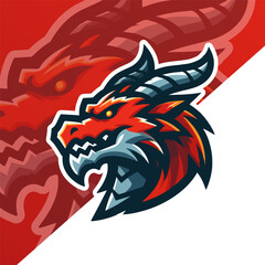 Wall Mural - Angry dragon mascot logo vector illustration