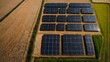 solar panels on a wheat field	
