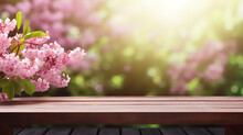 Pink Flowers On Wooden Table