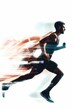 Silhouette of a male athlete with motion blur, symbolizing speed, endurance, and healthy lifestyle.