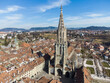 Bern, Switzerland: Aerial view of the cathedral in Bern medieval old town in Switzerland capital city