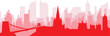 Red panoramic city skyline poster with reddish misty transparent background buildings of BRISTOL, UNITED KINGDOM