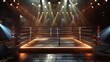 Isolated empty boxing ring with light. 