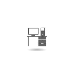 Wall Mural - Computer Office workspace desk icon with shadow