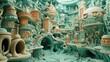 A 3D rendering of an alien city built inside a giant coral reef.
