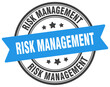 risk management stamp. risk management label on transparent background. round sign